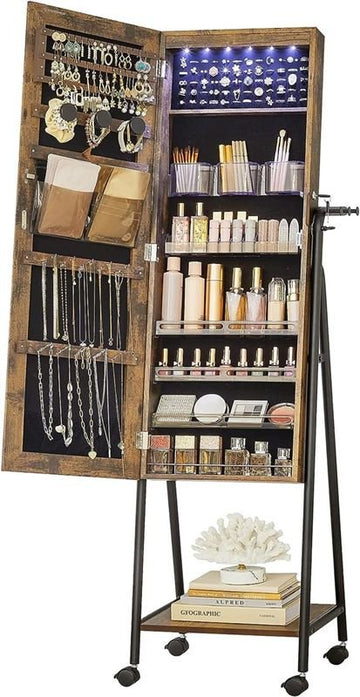 Lockable Jewelry Cabinet with Mirror