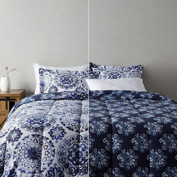 Full/Queen - Ultra-Soft Light-Weight Microfiber Reversible Comforter Bedding Set