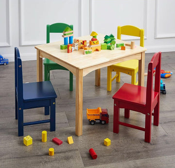 Kids Wood Table and 4 Chair Set