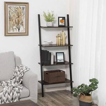 4-Tier Ladder Bookshelf - Dark Brown