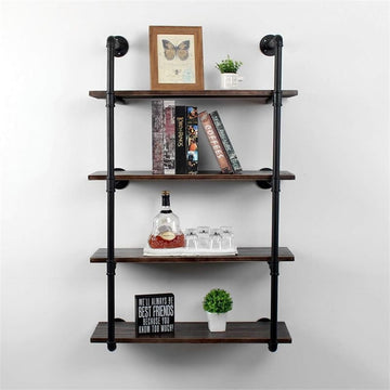 4-Tier Industrial Pipe Floating Shelf