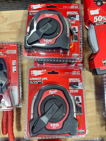 Milwaukee 100' Open Reel Long Tape / 100' Closed Reel Long Tape Measure