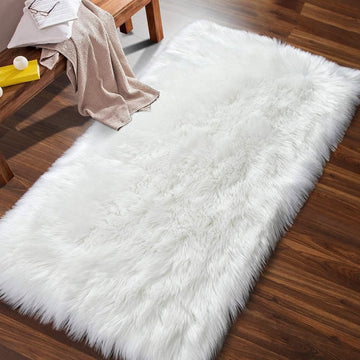 2' x 3' Faux Fur Rug Fluffy Rug White