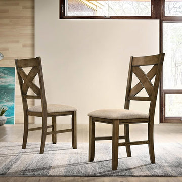 Roundhill Furniture Raven Wood Fabric Upholstered Dining Chair - Set of 4