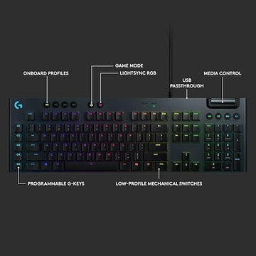 Logitech LIGHTSYNC RGB Mechanical Gaming Keyboard with Low Profile GL Tactile key switch