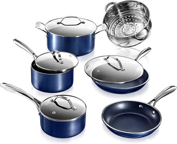 10 Piece Granitestone Blue Pots and Pans Set