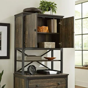 Sauder® Steel River Hutch - Carbon Oak