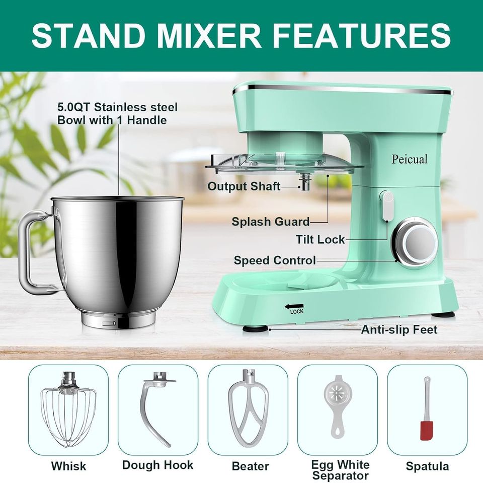 5.5 Qt Tilt-Head Kitchen Mixer with Accessories