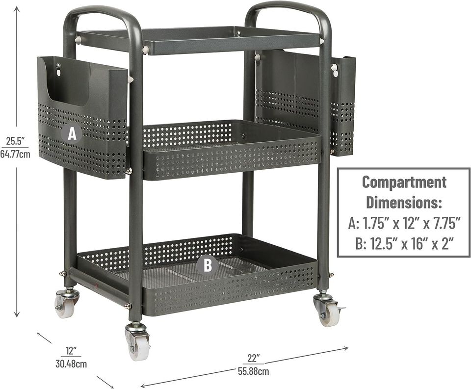 Heavy Duty Metal Mobile File Cart