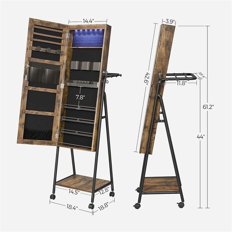 Lockable Jewelry Cabinet with Mirror