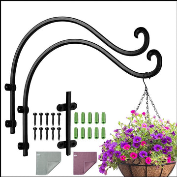 16" Hand-Forged Swivel Hanging Plant Bracket - 2 Pack