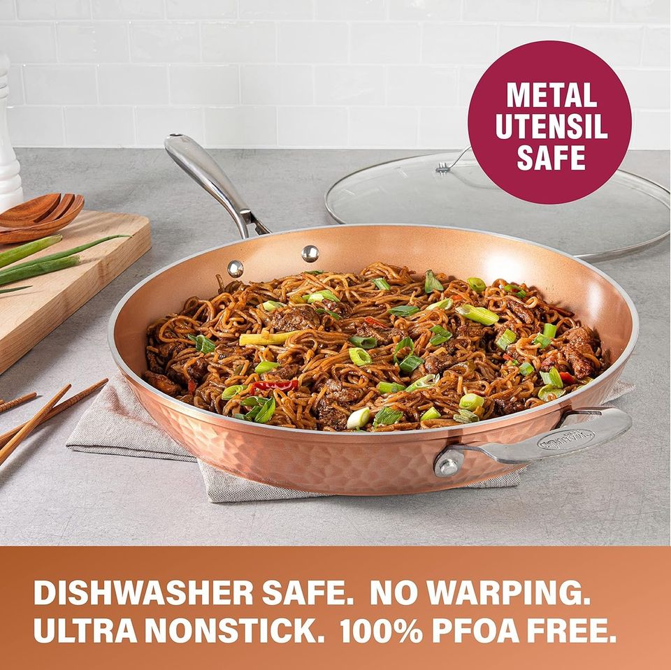 14" Large Gotham Steel Frying Pan w/ Lid