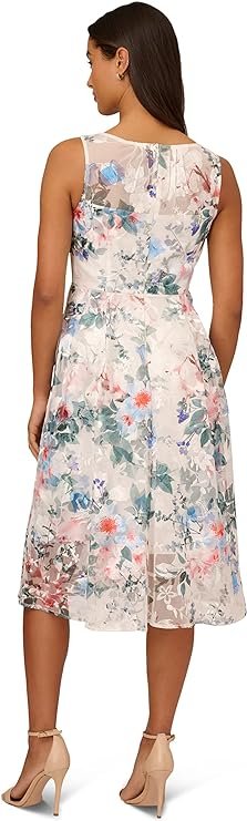 Adrianna Papell Womens Floral Printed Veiled Dress - Size 10