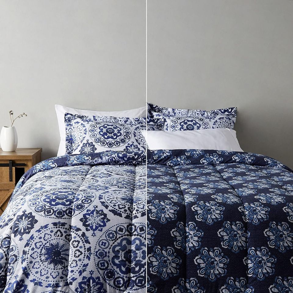 Full/Queen - Ultra-Soft Light-Weight Microfiber Reversible Comforter Bedding Set