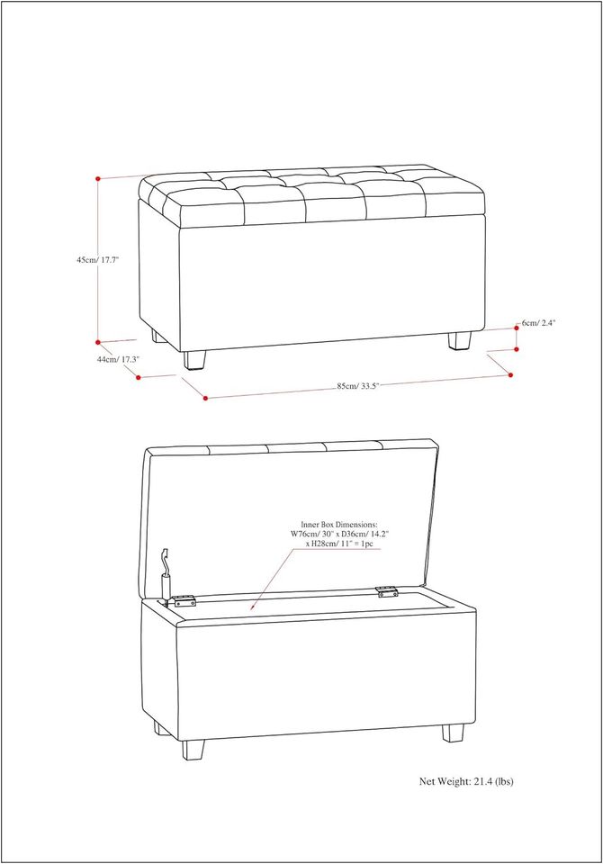 34" Cosmopolitan Storage Ottoman