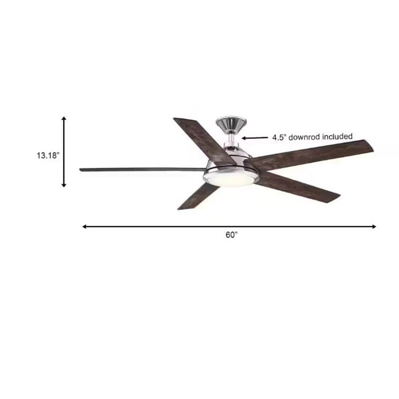 Haverbrook 60 in. LED Polished Nickel Ceiling Fan with Light