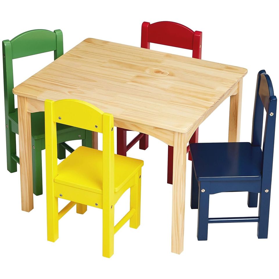 Kids Wood Table and 4 Chair Set