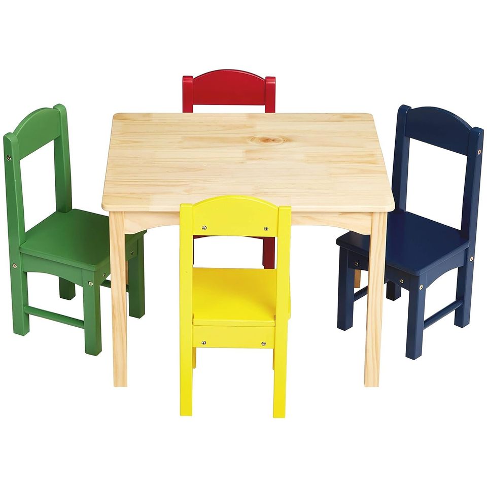 Kids Wood Table and 4 Chair Set