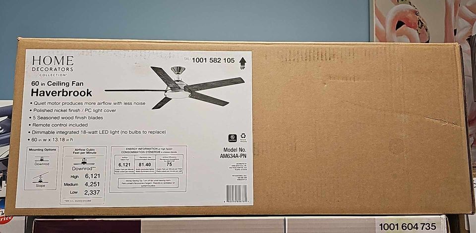 Haverbrook 60 in. LED Polished Nickel Ceiling Fan with Light