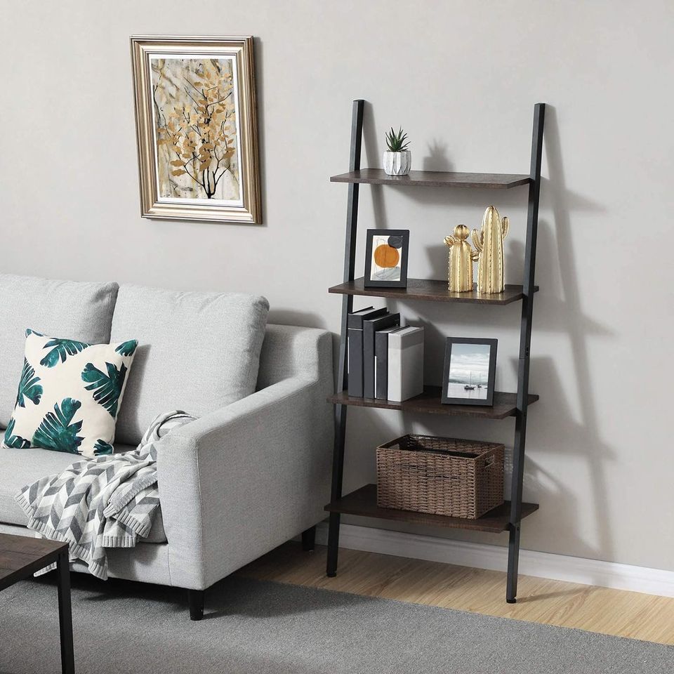 4-Tier Ladder Bookshelf - Dark Brown