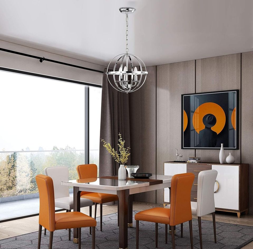 Small Chrome Modern Chandelier Orb
