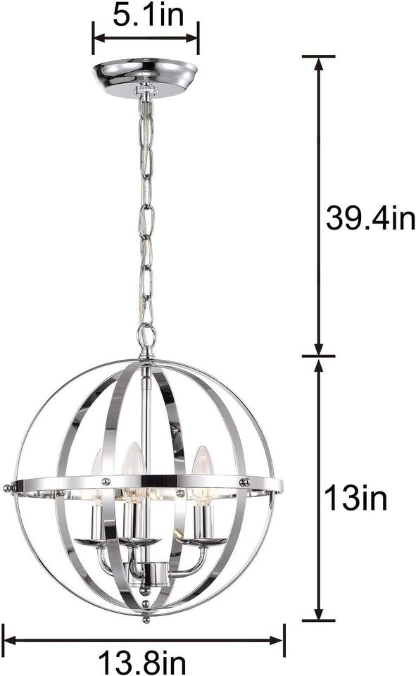 Small Chrome Modern Chandelier Orb