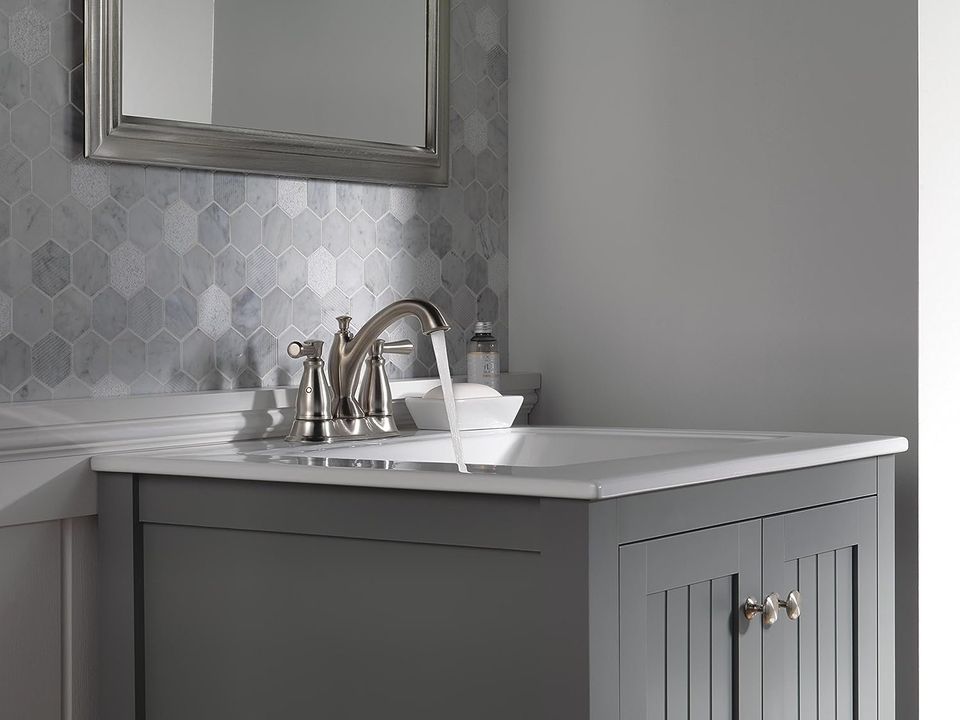 Delta Centerset Bathroom Faucet - Brushed Nickel