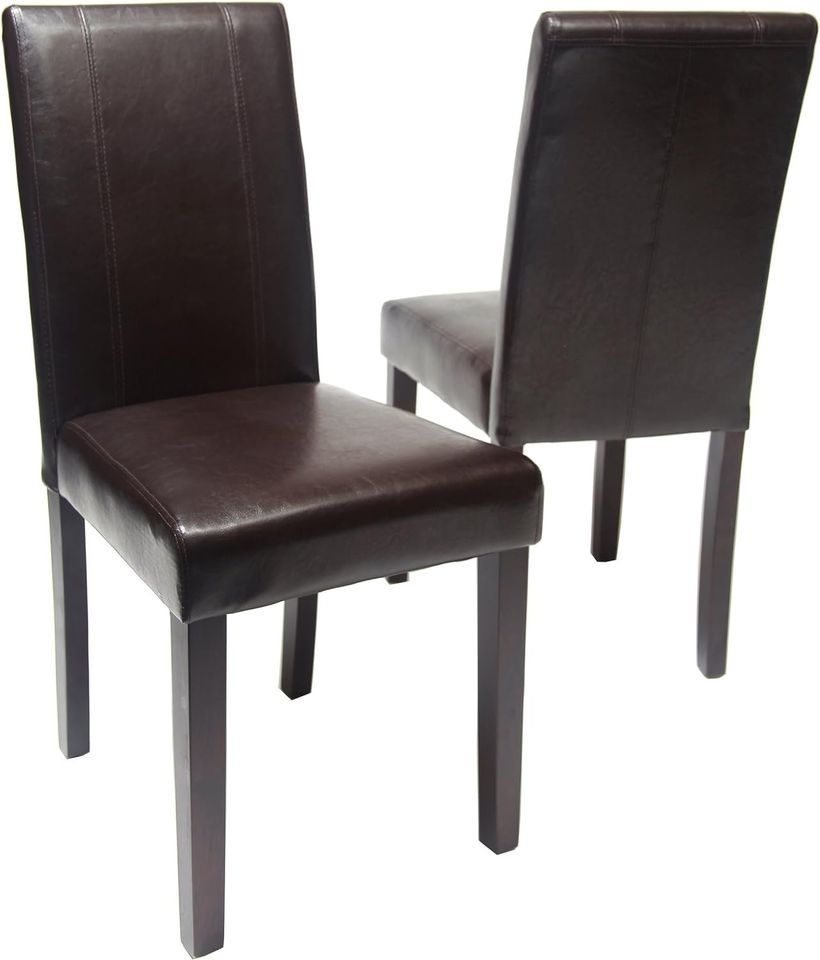 Roundhil Solid Wood Padded Leatherette Chair - Set of 2
