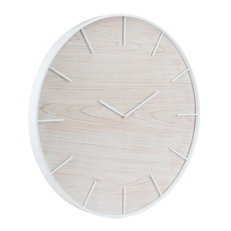 24" Round Open Face Blonde Clock