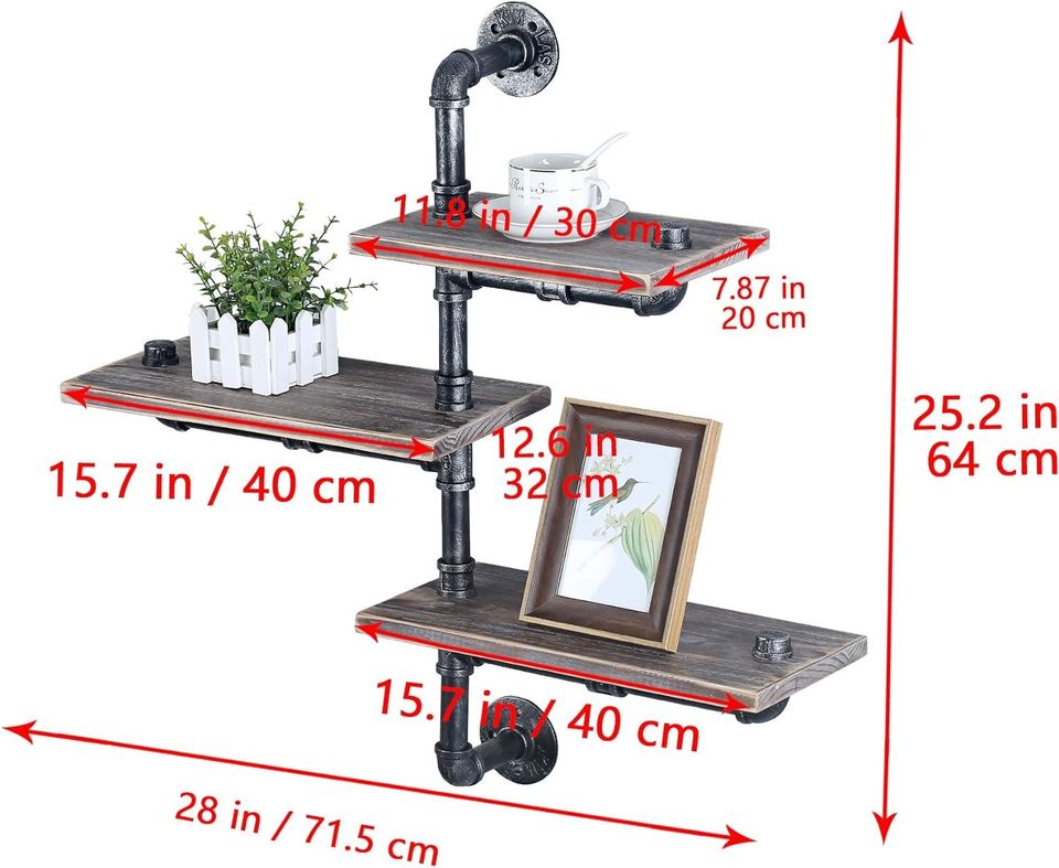 3-Tiers Industrial Pipe Bookshelf
