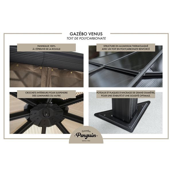 10' x 12' Penguin Venus Gazebo - Slate