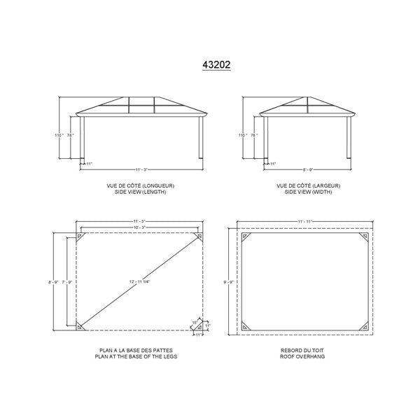 10' x 12' Penguin Venus Gazebo - Slate