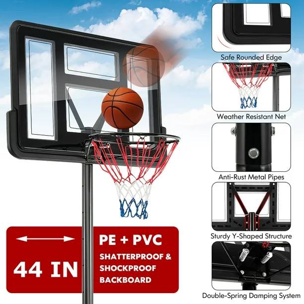 4'-10' Portable Adjustable Basketball Hoop System with 44" Backboard