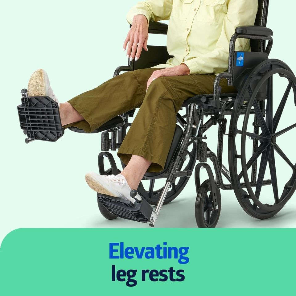 Medline Steel Wheelchair with Elevating Leg Rests