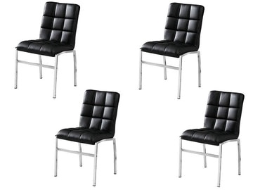 4 Black Faux Leather Dining Chairs