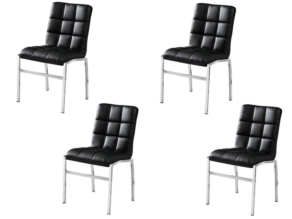 4 Black Faux Leather Dining Chairs