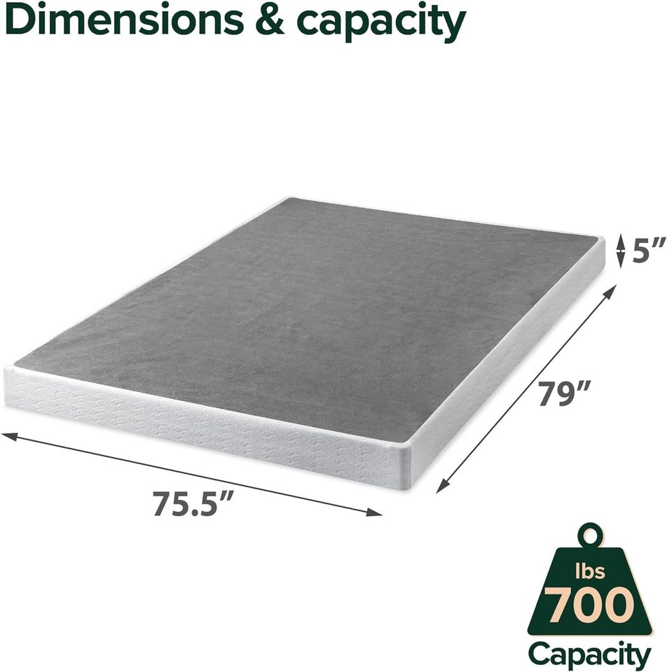 King Bed Frame & 5" Box Spring Combo