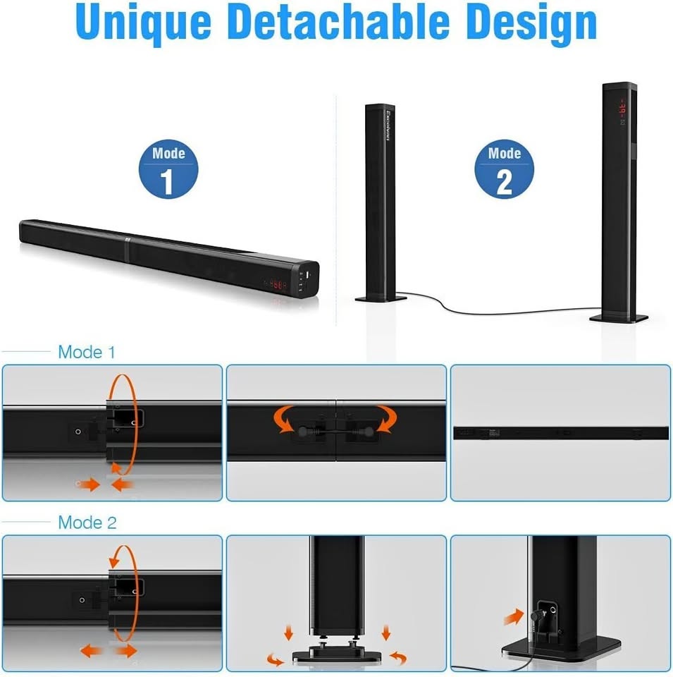 40W Detachable Soundbar for TV