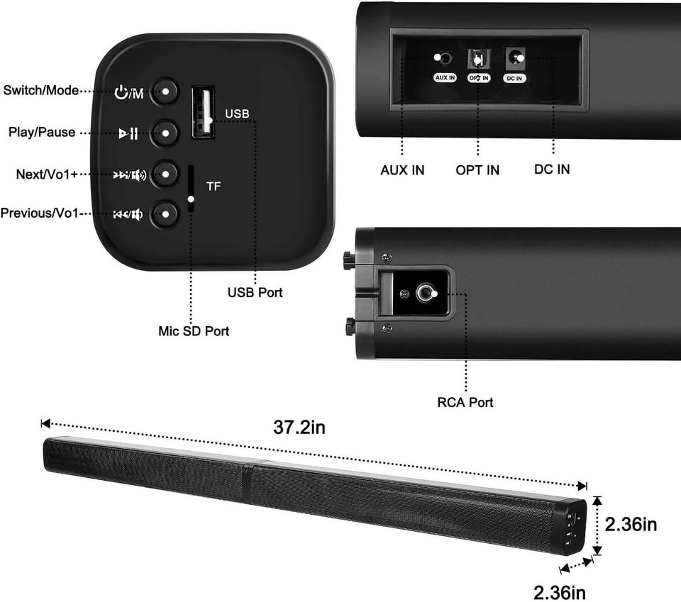40W Detachable Soundbar for TV