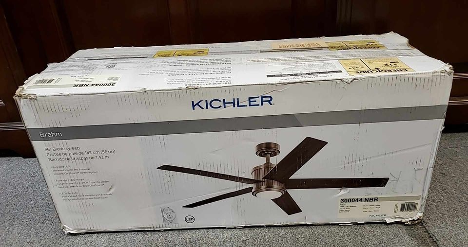 Kichler 56" Brahm 5 Blade Ceiling Fan - Natural Brass