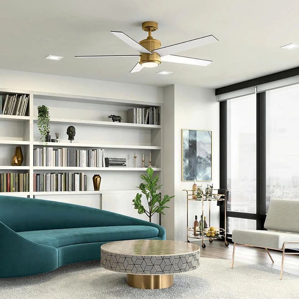 Kichler 56" Brahm 5 Blade Ceiling Fan - Natural Brass