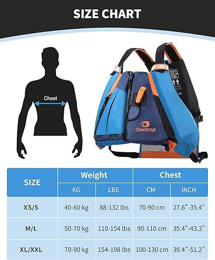 Owntop Swim Vest for Adult, Paddle Sports Swim Vest with Adjustable Safety Strap XL/XXL