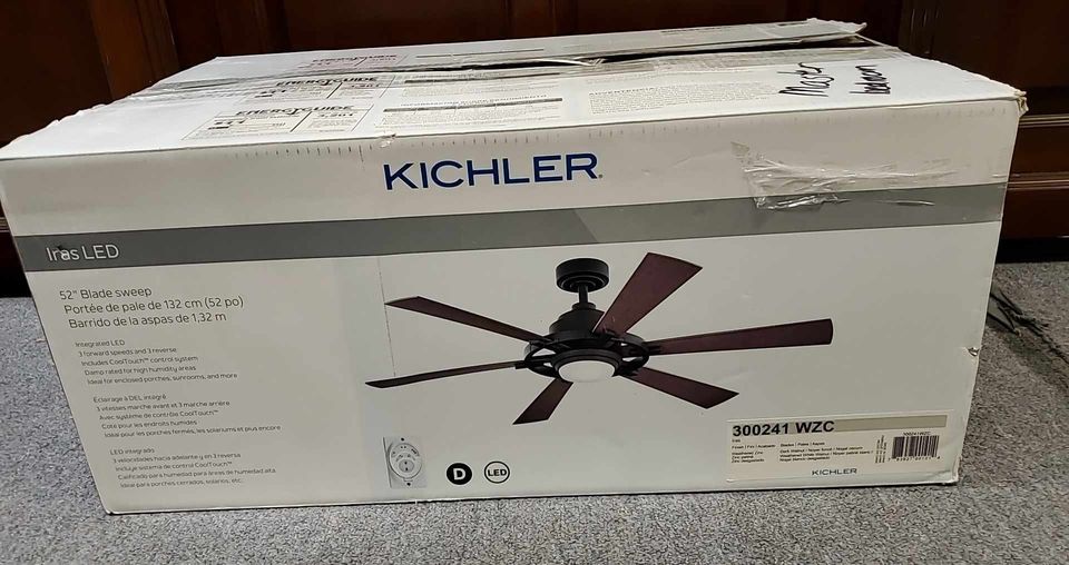 Kichler Iras 52-inch Integrated LED Indoor/Outdoor Weathered Zinc Ceiling Fan