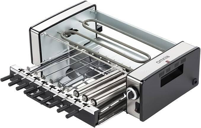 Indoor Smokeless Rotating Skewers BBQ Portable Non-Stick Counter-top Party Grill