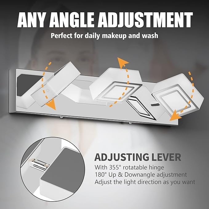 Modern LED Dimmable Rotatable Vanity Light - Chrome