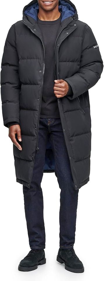 XXL - DKNY Mens Arctic Cloth Hooded Extra Long Parka