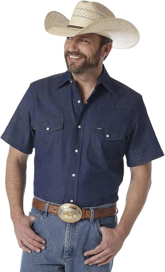 Wrangler Western Short Sleeve Snap Work Shirt - XLT
