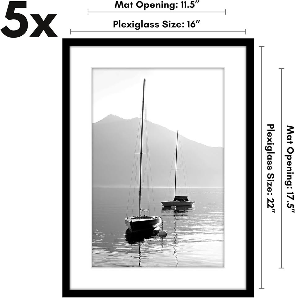 16x22 Picture Frame with Polished Plexiglass - Set of 5