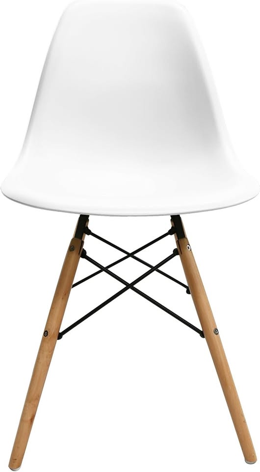 Eiffel Style Side Chair with Natural Wood Legs - Set of 4 (White)