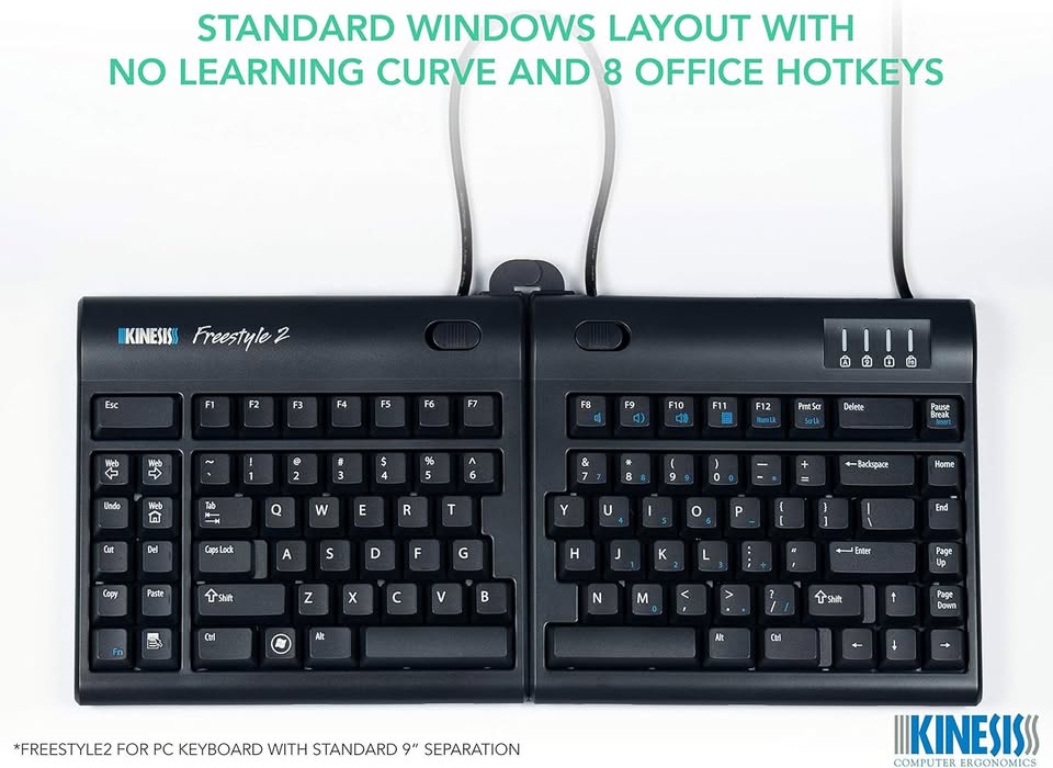 Kinesis Freestyle2 Keyboard for PC - 9" Seperation